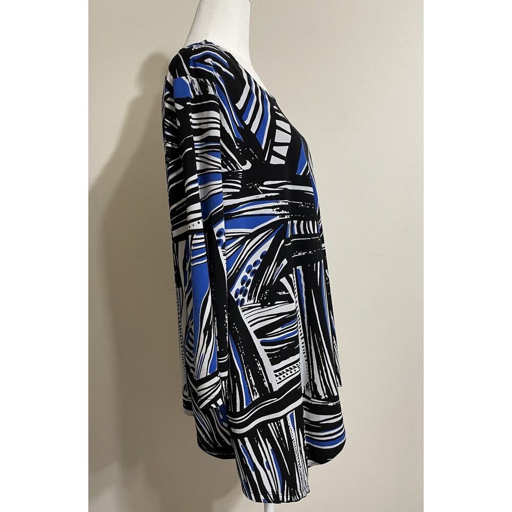 Chico's Black and Blue Patterned Tunic Top - Picture 6 of 13